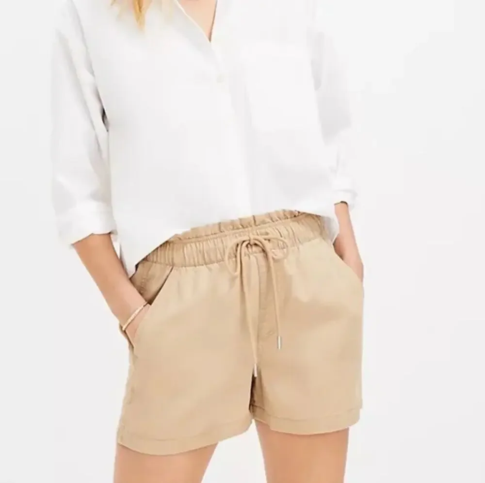 Loft Womens Emory Shorts Lyocell Fabric Tan Drawstring Waist Size XL